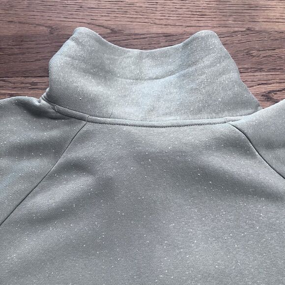 Under Armour Rival Fleece Wrap Neck Pullover Green Gray Speckled Womens Medium - Picture 14 of 15